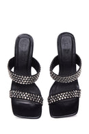 Women's Black Stone Heeled Slippers | Derimod