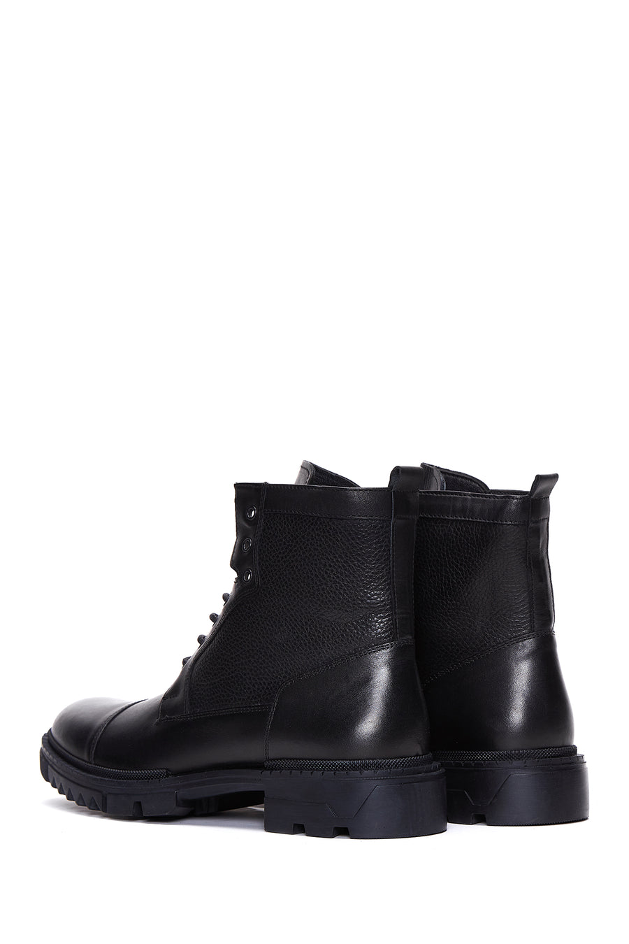 Men's Black Leather Boots Flat Boots