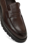 Men's Brown Thick Sole Leather Loafer | Derimod