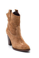 Women's Suede Leather Heeled Boots | Derimod