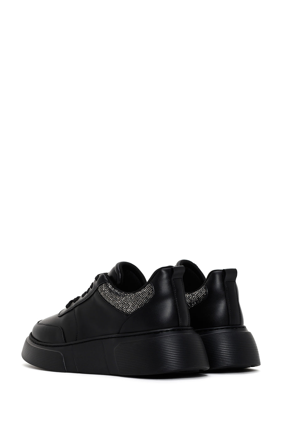 Women's Black Thick Soled Stone Sneaker