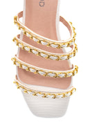Women's White Chain Detailed Flat Slippers | Derimod