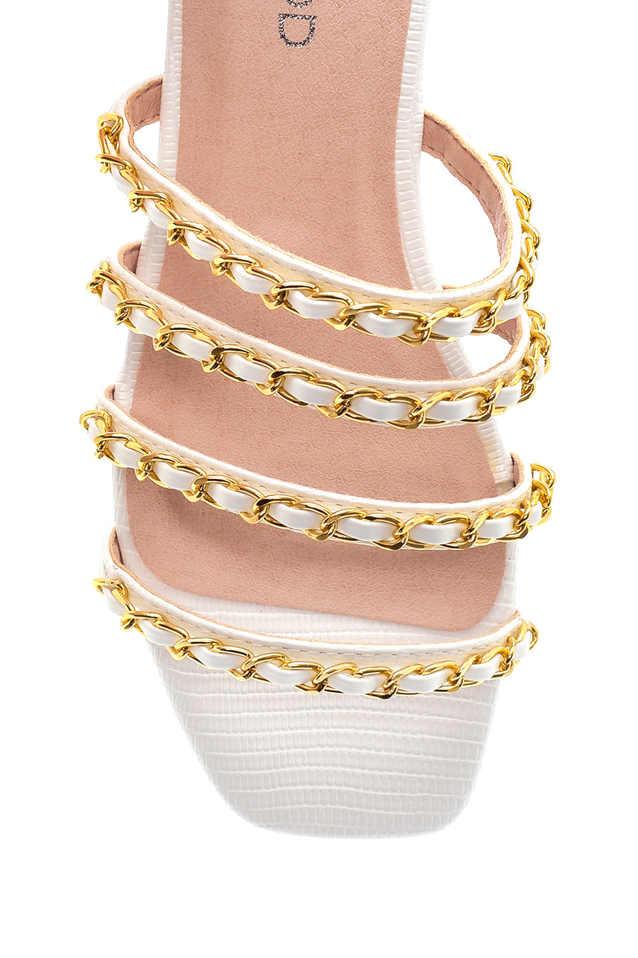 Women's White Chain Detailed Flat Slippers