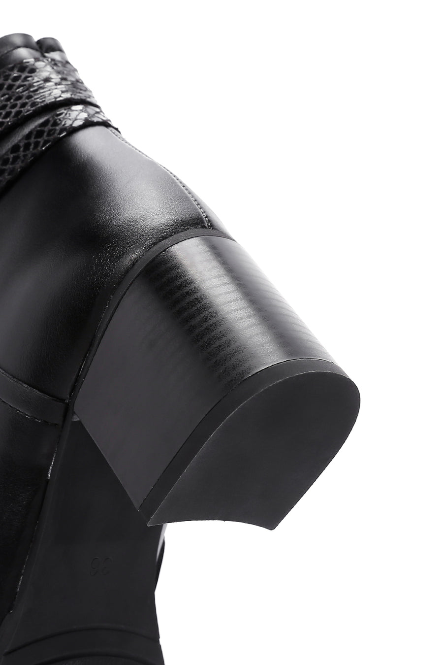 Women's Black Zippered Chunky Heel Boots