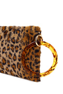 Woman Leopard Chain-Strap Plush Clutch Bag | Derimod