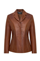 Helen Woman Tan Short Leather Jacket | Derimod