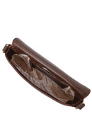 Woman Brown Long-Strap Printed Mini Crossbody Bag | Derimod
