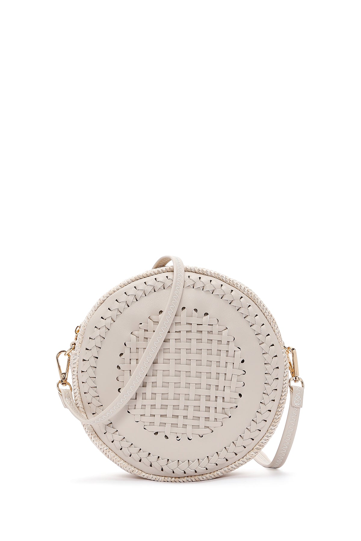 Women's White Long Strap Braided Mini Crossbody Bag 25SBD290718 | Derimod