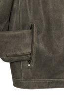Dexter Male Gray Mandarin Collar Leather Jacket | Derimod