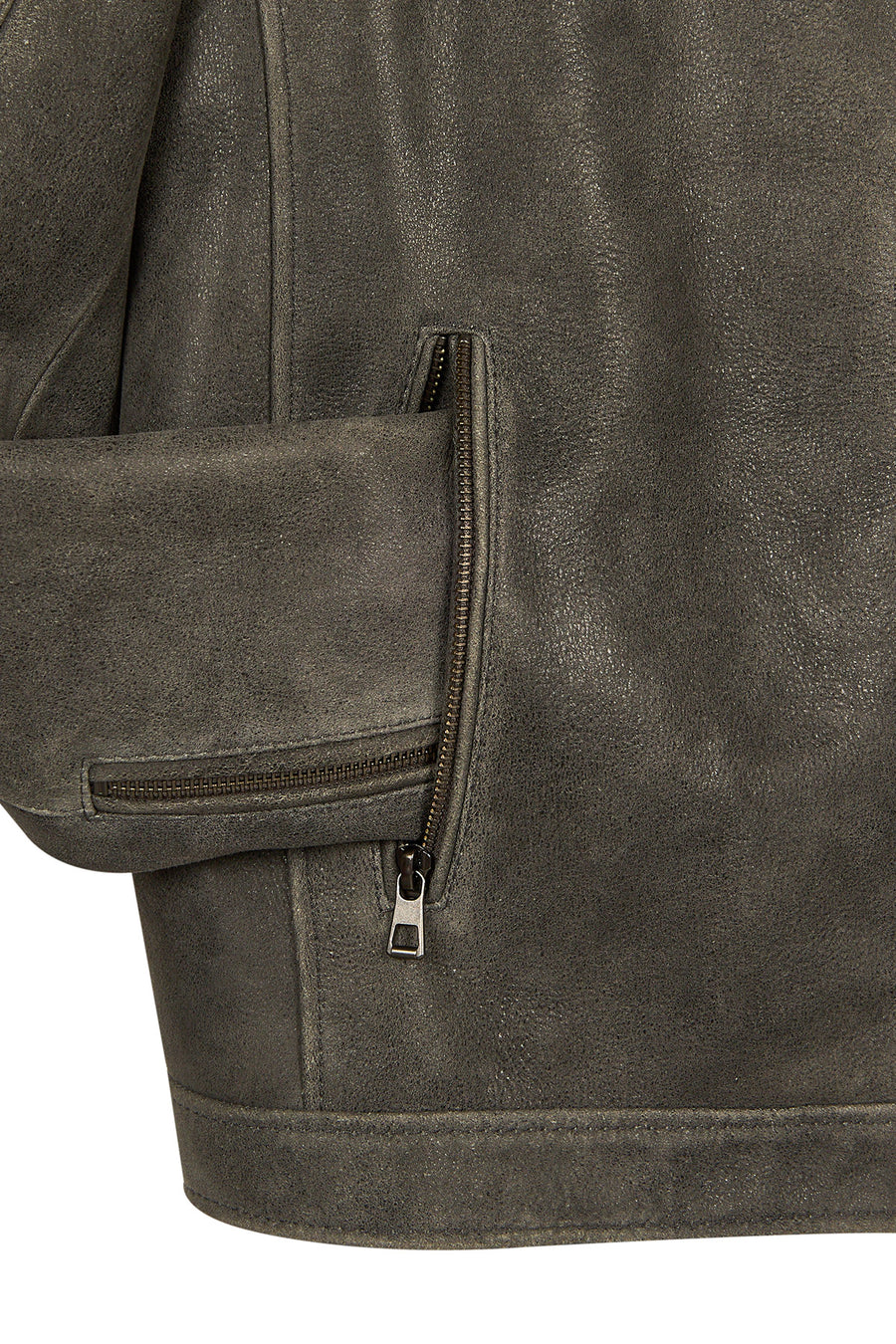 Dexter Male Gray Mandarin Collar Leather Jacket