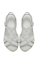 Women's White Strapped Leather Comfort Sandals | Derimod