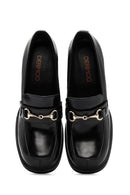 Women's Black Buckle Detailed Thick High Heel Leather Loafer | Derimod