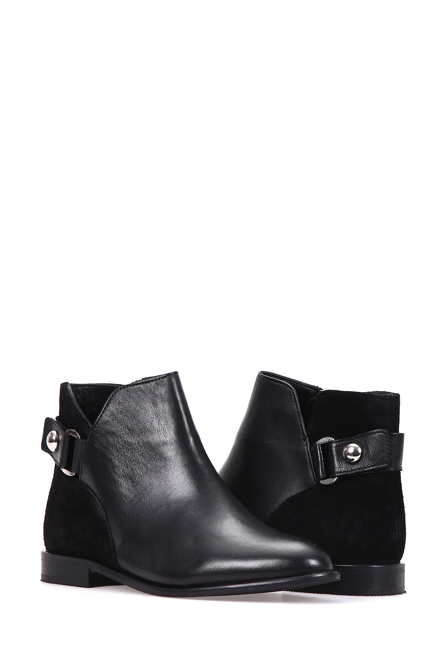 Black Belted Women's Leather Boots