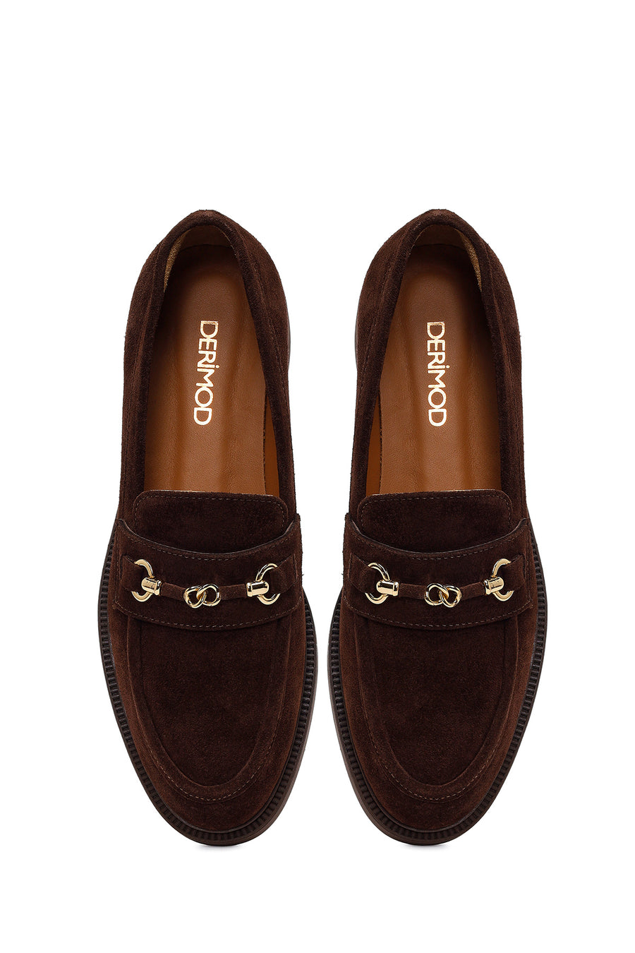 Woman Brown Buckled Suede Loafer
