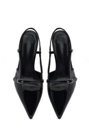 Women's Black Open Back Thin Heeled Shoes | Derimod