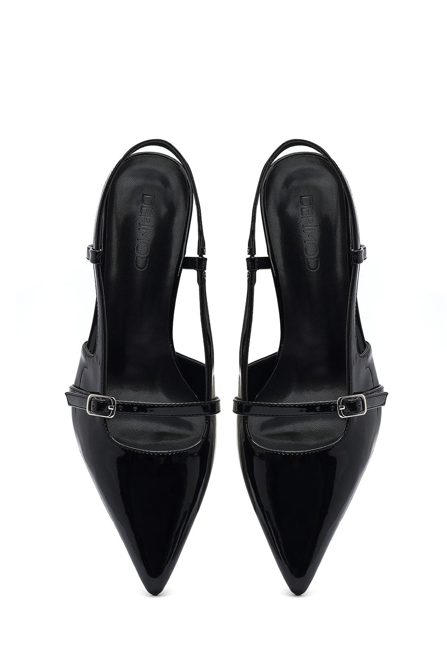 Women's Black Open Back Thin Heeled Shoes
