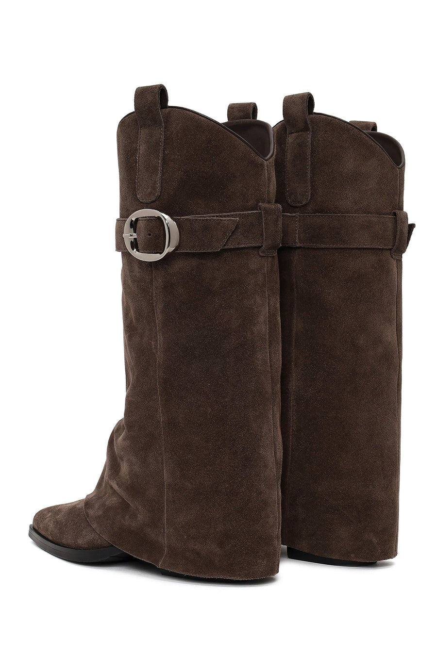 Woman Mink Thick-Heeled Suede Boot