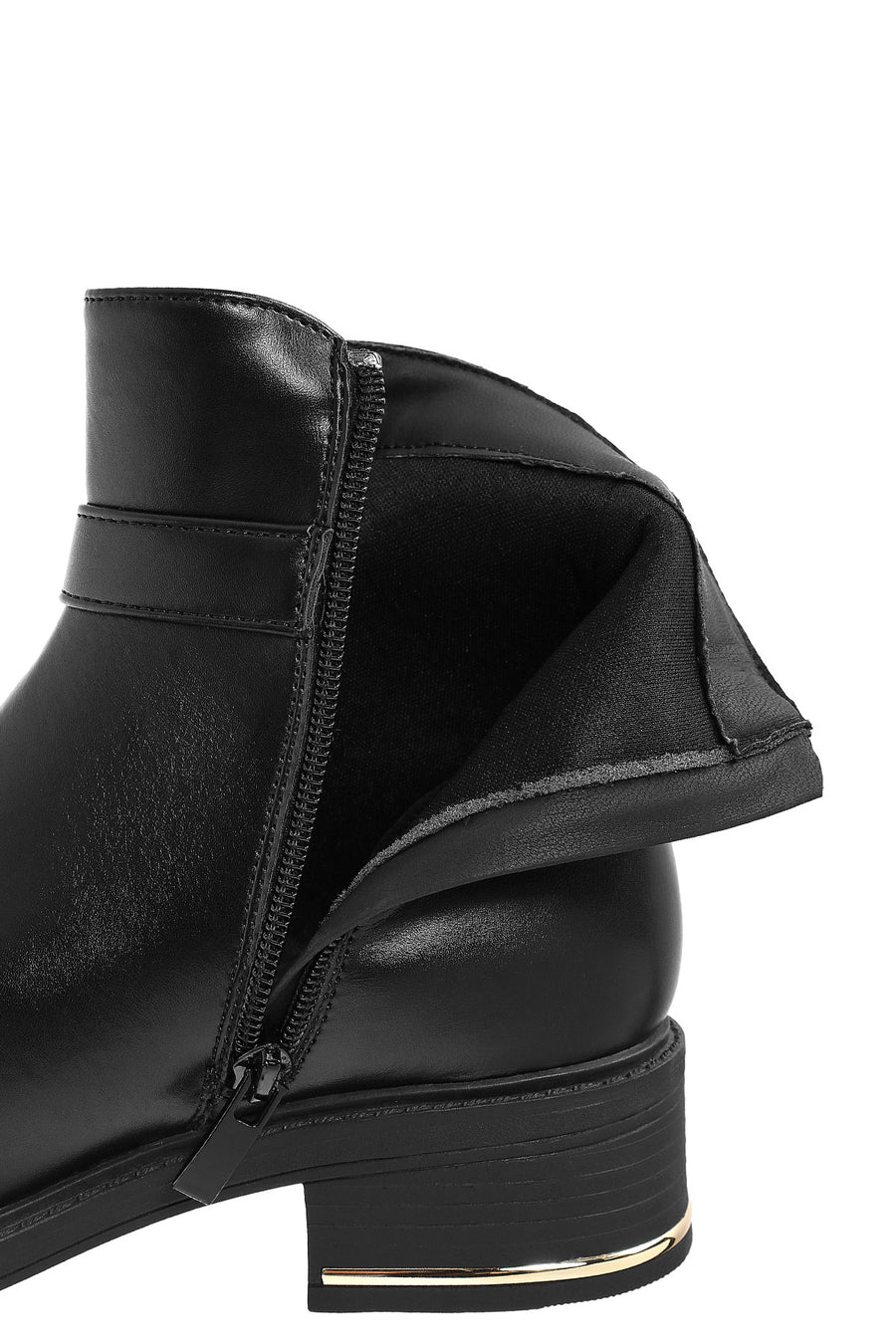 Women's Black Zippered Buckle Detailed Boots