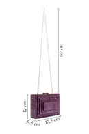 Women's Burgundy Long Chain Strap Mini Box Clutch Bag | Derimod