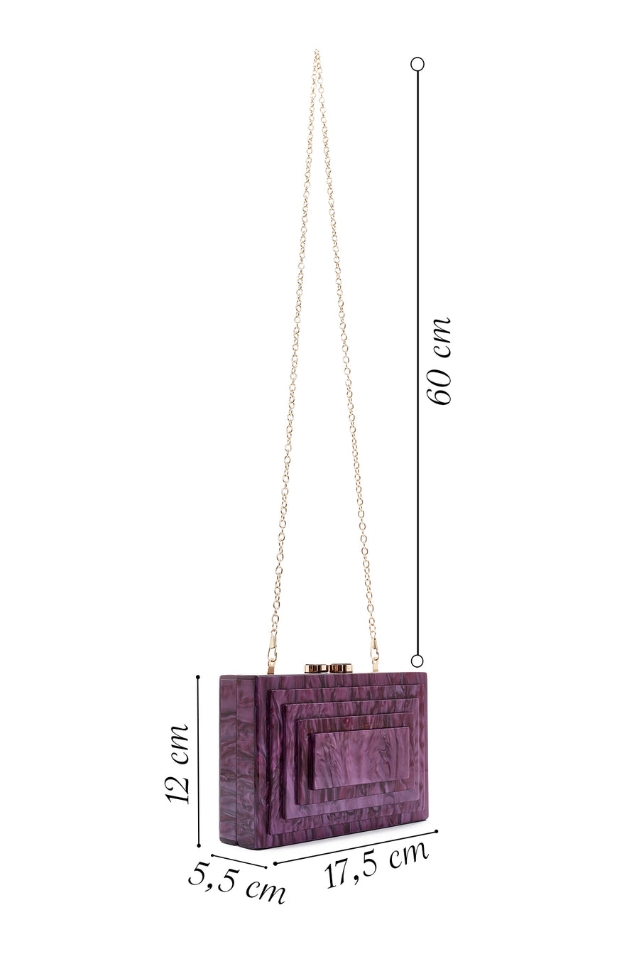 Women's Burgundy Long Chain Strap Mini Box Clutch Bag
