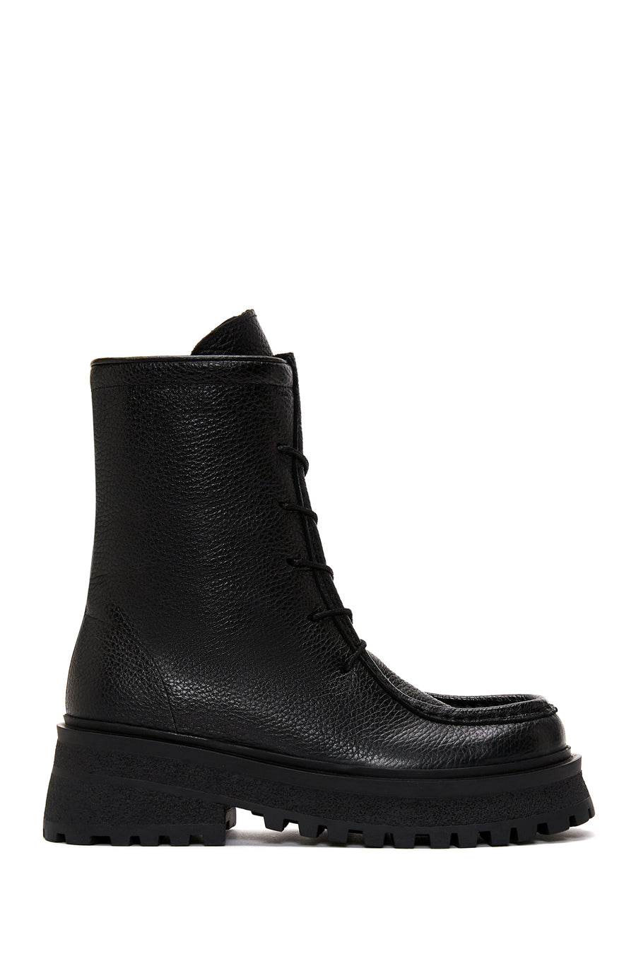 Women's Black Leather Zippered Flat Boots 22WFD2906FT | Derimod