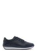 Erkek Lacivert Bağcıklı Deri Casual Sneaker | Derimod