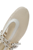 Women's Beige Buckled Mesh Fabric Ballerinas | Derimod