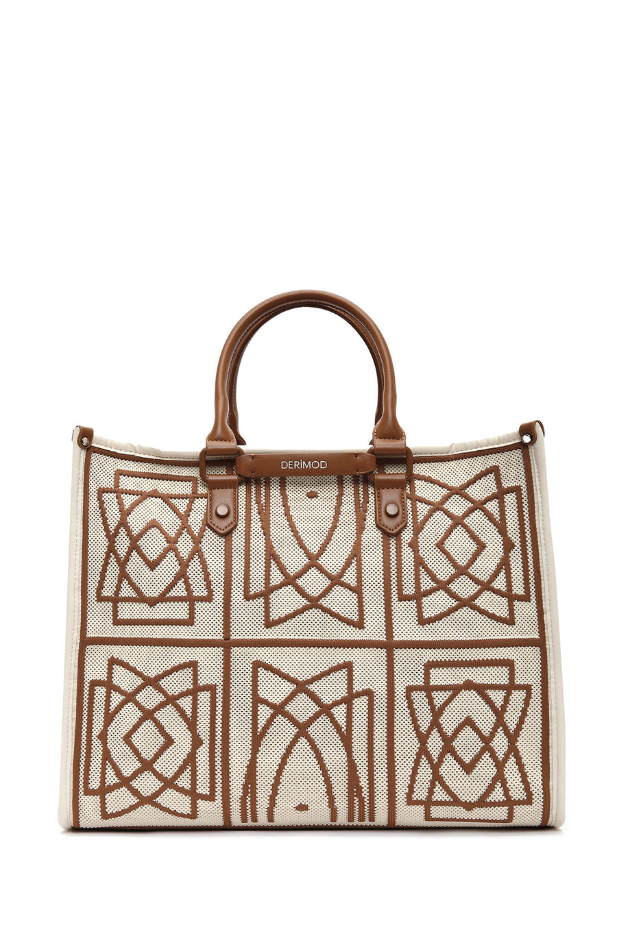 Women's Camel Long Strap Printed Fabric Handbag