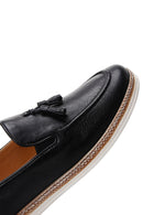 Men's Black Leather Tasseled Casual Loafer | Derimod