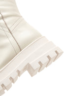 Women's Beige Leather Zippered Thick Soled Boots | Derimod