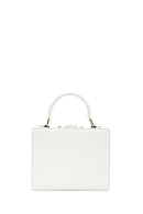 Women's White Long Chain Strap Stone Box Mini Crossbody Bag | Derimod
