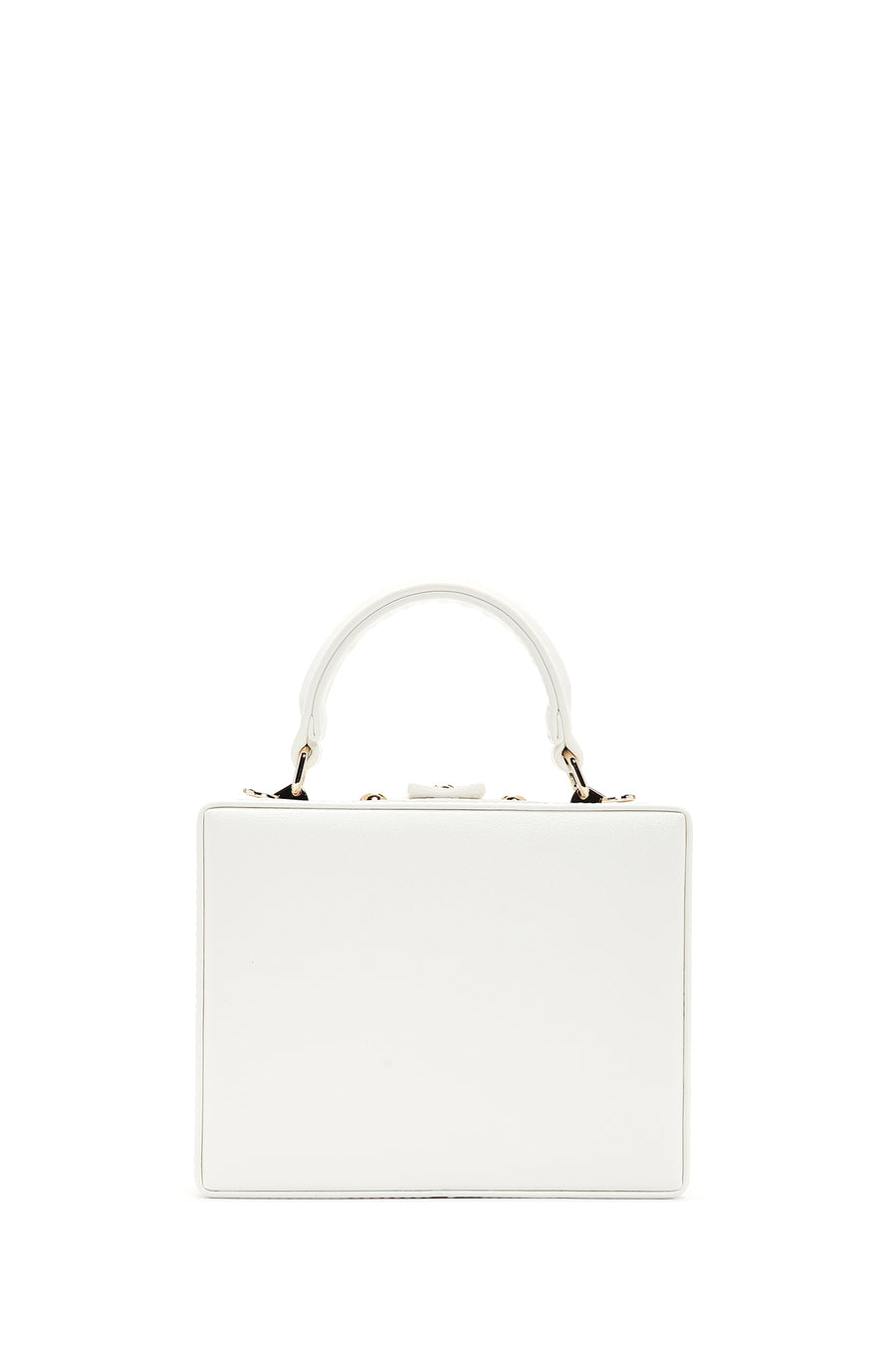 Women's White Long Chain Strap Stone Box Mini Crossbody Bag