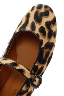 Women's Leopard Buckled Leather Ballerinas | Derimod
