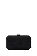 Women's Black Long Chain Strap Stone Evening Mini Clutch Bag | Derimod
