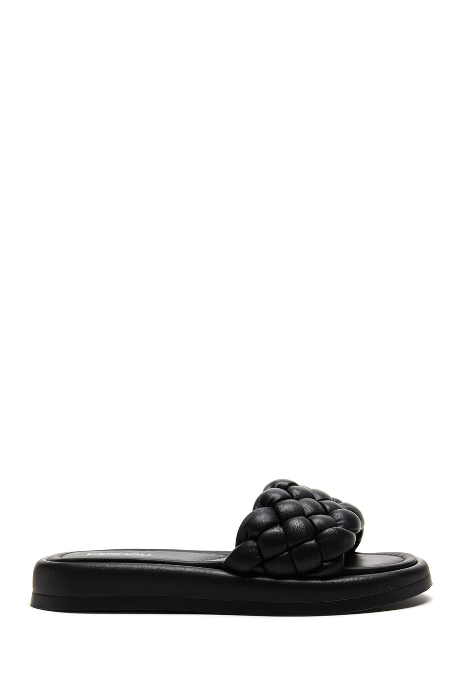 Women's Black Leather Braided Comfort Slippers 22SFD362029 | Derimod