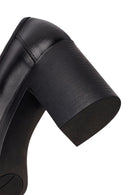 Woman Black Thick-Heeled Leather Loafer | Derimod