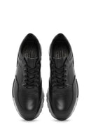 Erkek Siyah Bağcıklı Deri Casual Sneaker | Derimod