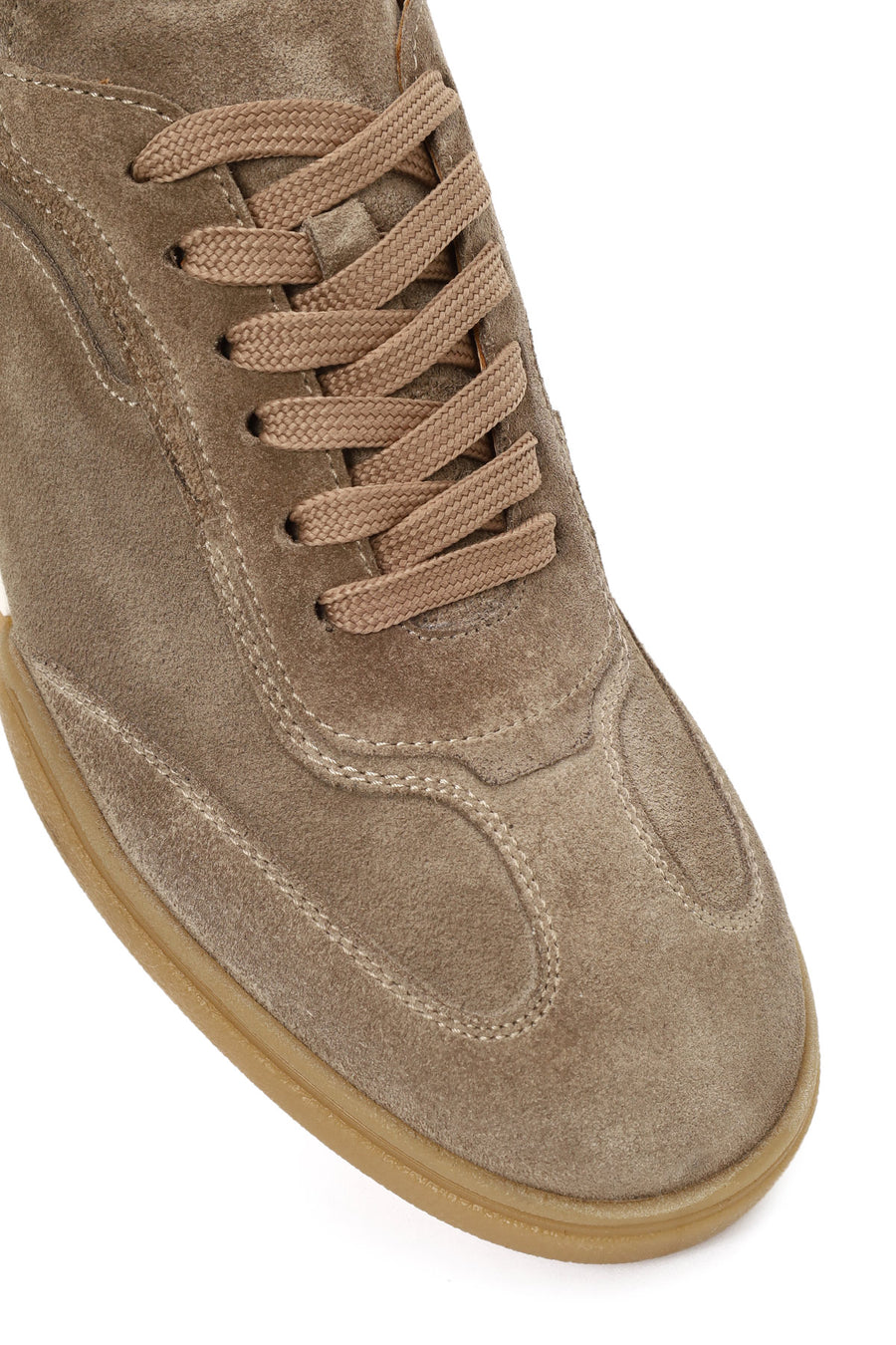 Erkek Bej Bağcıklı Süet Deri Sneaker