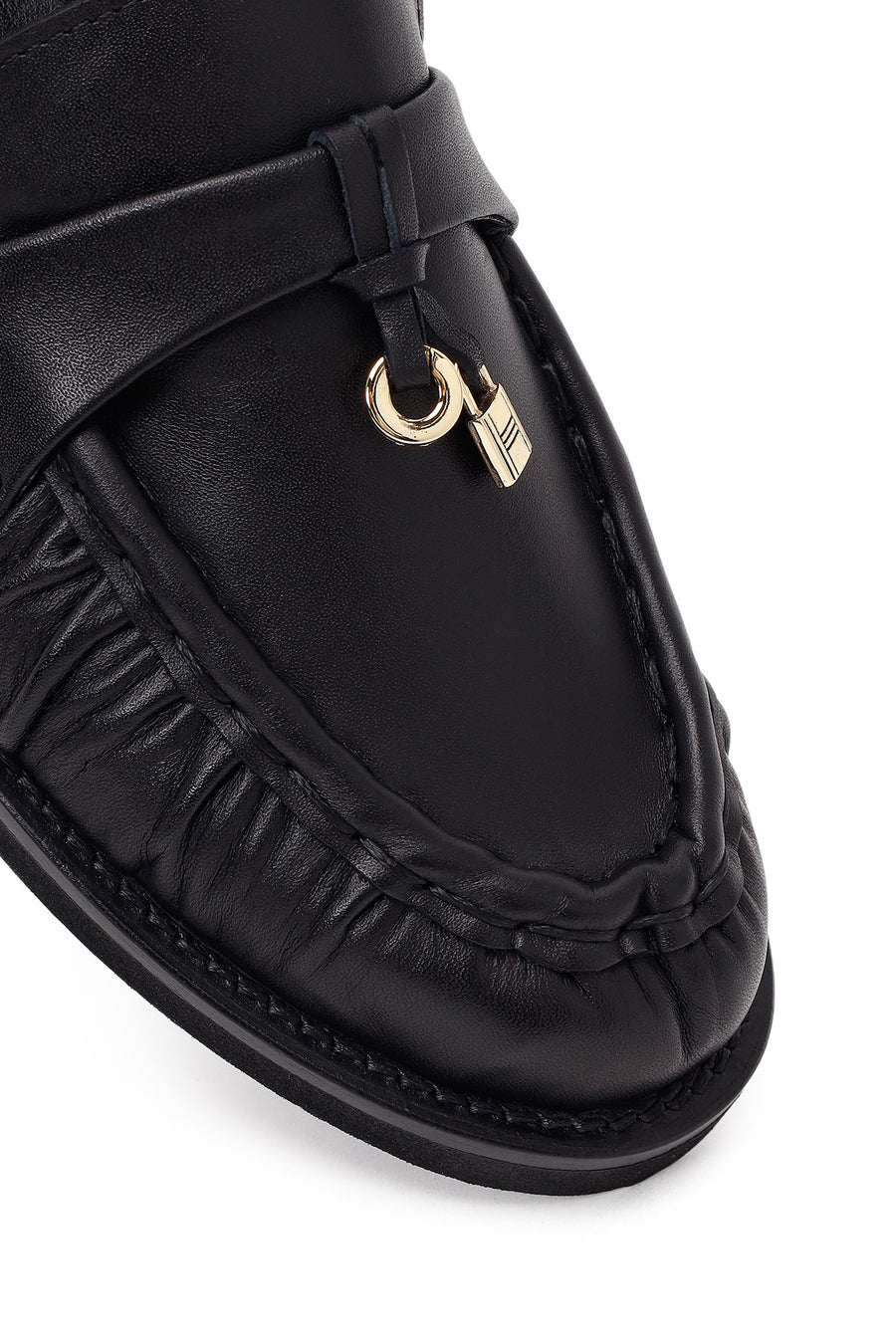 Woman Black Leather Masculine Loafers