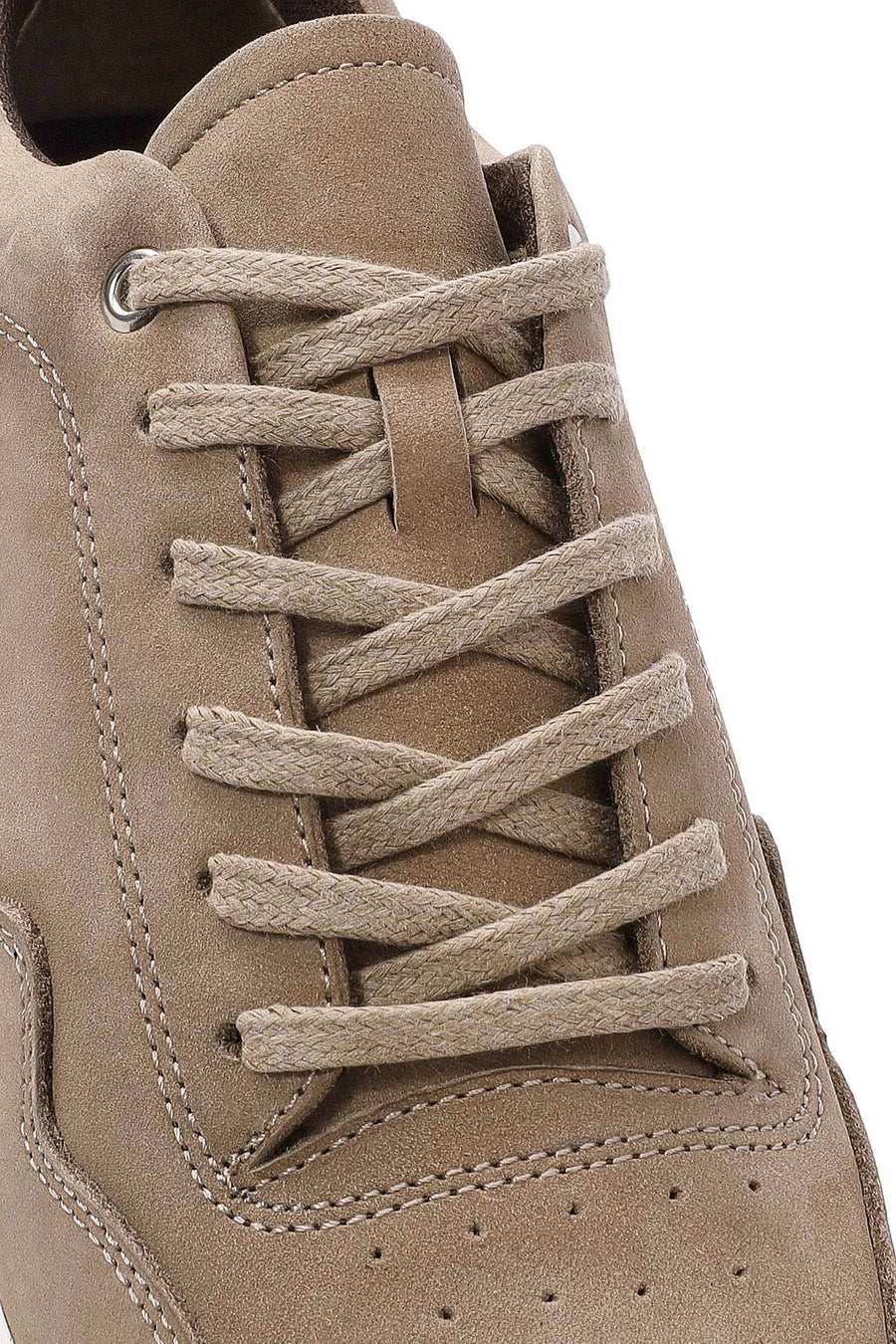 Erkek Vizon Bağcıklı Nubuk Deri Sneaker
