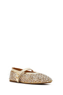 Women's Gold Mesh Stone-Studded Ballet Flats | Derimod
