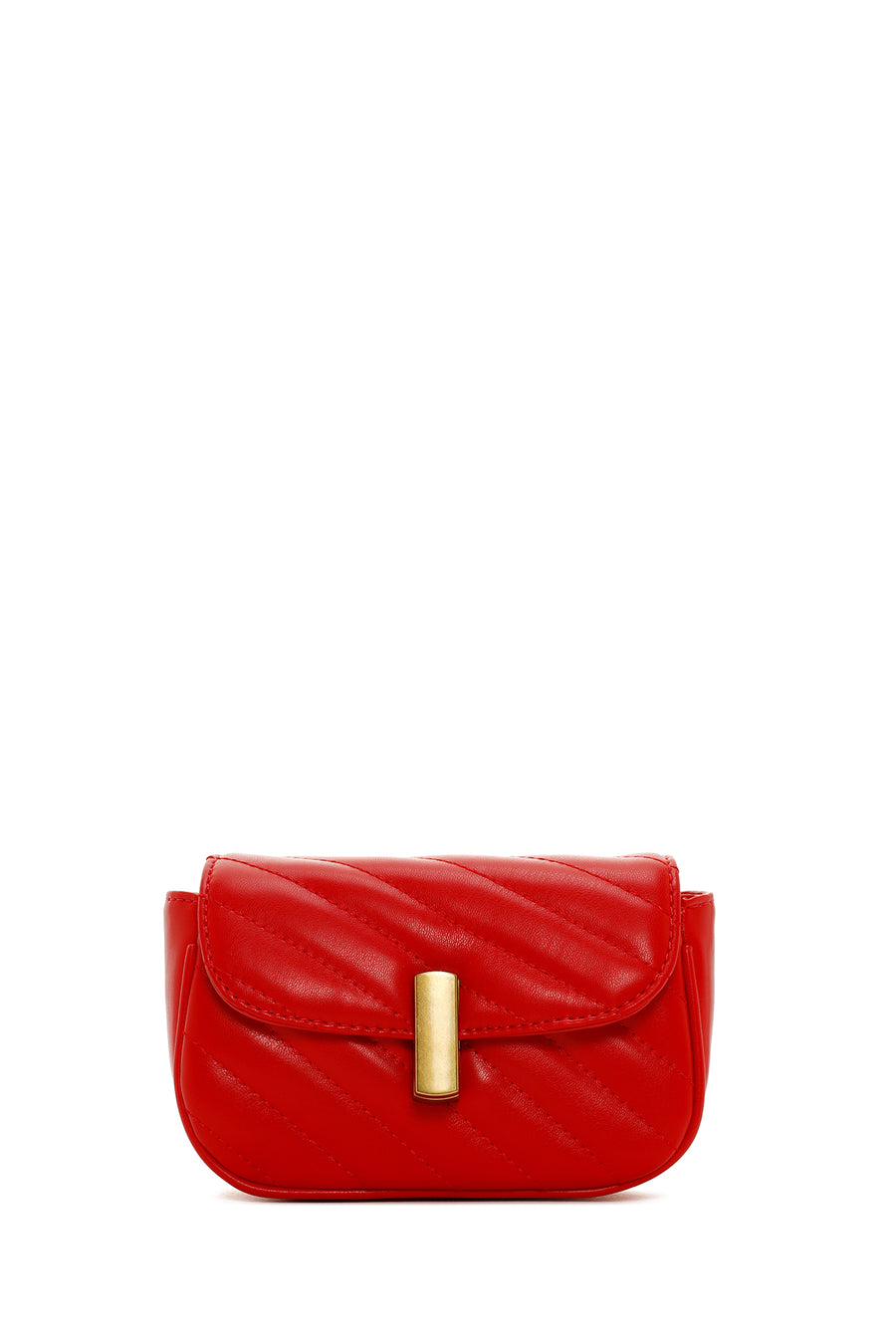 Women's Red Long Strap Quilted Crossbody Bag