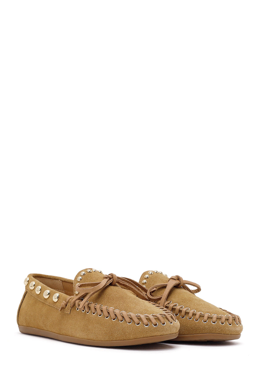 Women's Beige Suede Leather Loafer