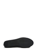 Women's Black Bowknot Leather Ballerinas | Derimod