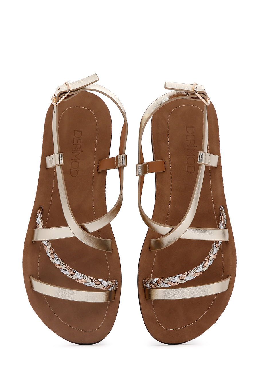 Women's Gold Braided Detail Sandals