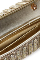 Women's Gold Long Strap Stone Evening Shoulder Bag | Derimod