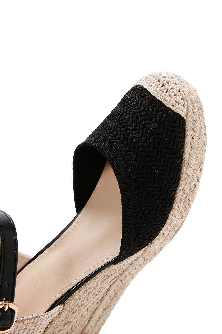 Women's Black Ankle Strap Wedge Heeled Espadrille