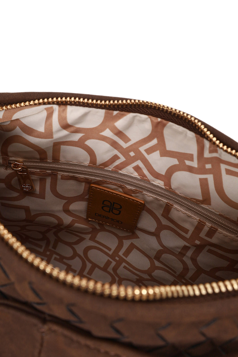 Woman Brown Braided Suede Shoulder Bag