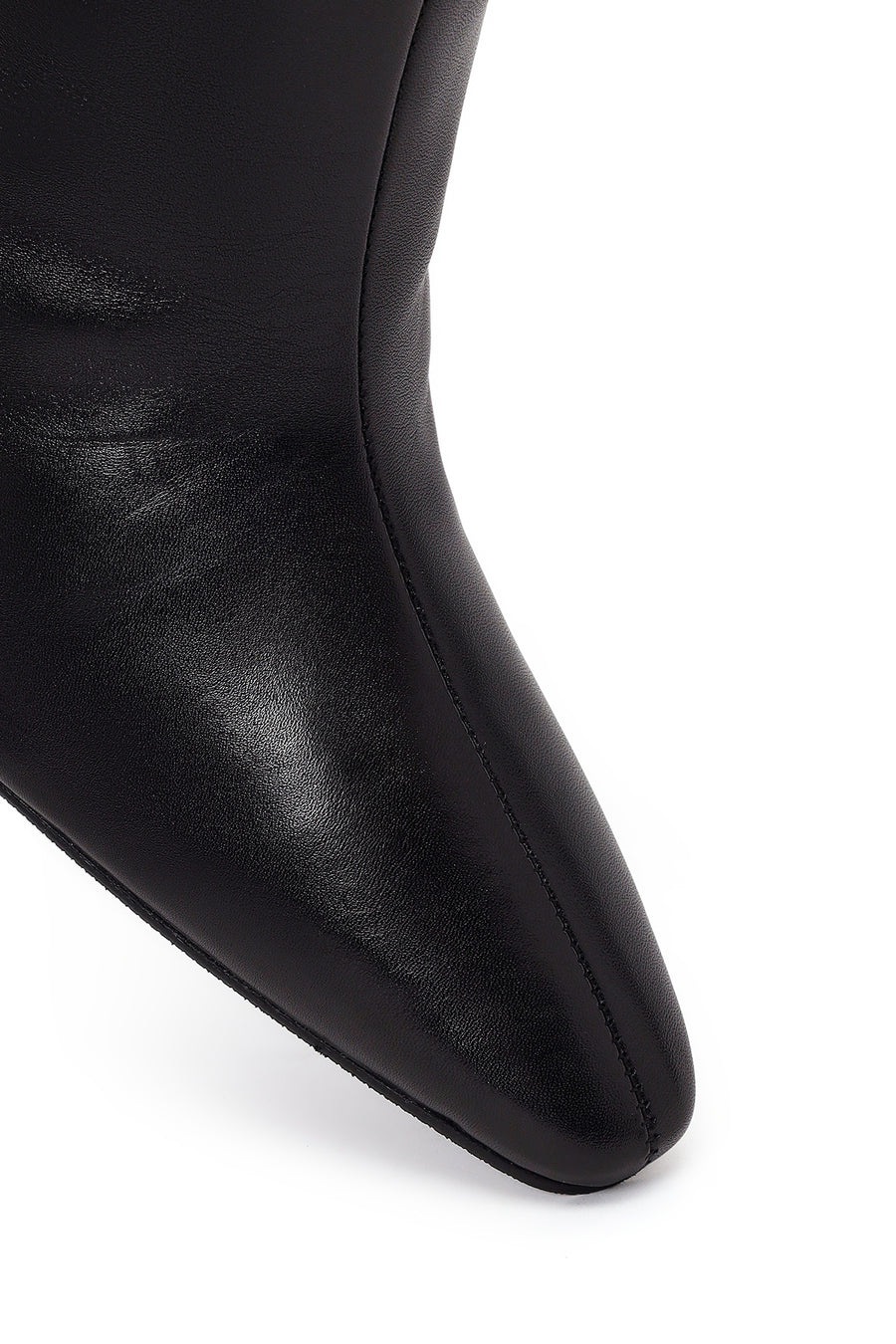 Woman Black Thin High-Heeled Leather Boots