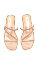 Women's Pink Jelly Transparent Stone Flat Slippers | Derimod